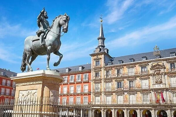Plaza Mayor, statue of King Philip III, Madrid, Spain