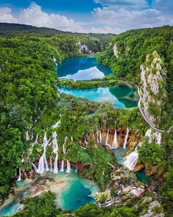 Framed Print : Plitvice, Croatia - Amazing view of the beautiful waterfalls of Plitvice Lakes in Plitvice National Park on a bright Framed Print : Plitvice, Croatia - Amazing view of the beautiful waterfalls of Plitvice Lakes in Plitvice National Park on a bright