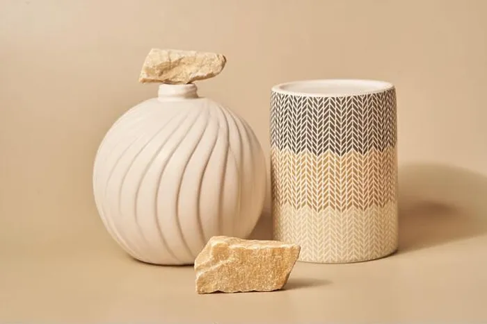 Framed Print : The podium is a product presentation platform consisting of a porcelain object and natural stones Framed Print : The podium is a product presentation platform consisting of a porcelain object and natural stones