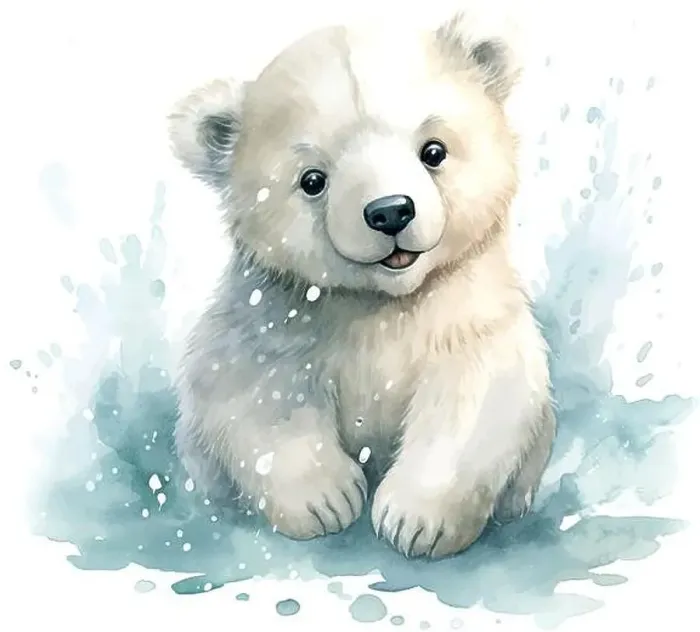 Framed Print : polar bear watercolor children's book illustration style on white Framed Print : polar bear watercolor children's book illustration style on white