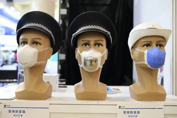 Framed Print : Police anti-smog face masks are on display during the 6th China (Beijing) International Exhibition and Symposium on Police Equipment Anti-Terrorism Te Framed Print : Police anti-smog face masks are on display during the 6th China (Beijing) International Exhibition and Symposium on Police Equipment Anti-Terrorism Te