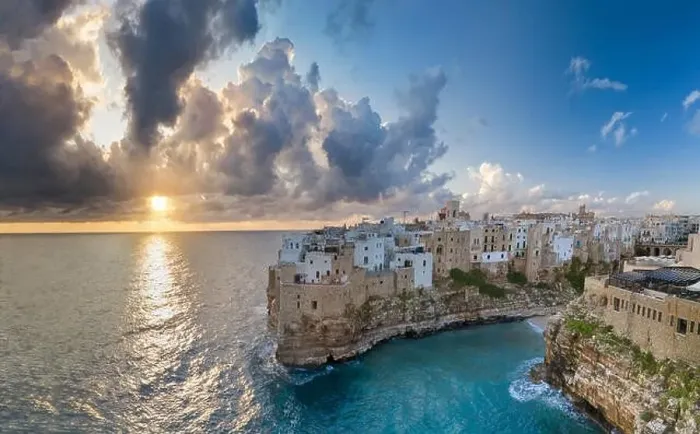 Framed Print : Polignano a Mare, aerial view above the sea, Italy Framed Print : Polignano a Mare, aerial view above the sea, Italy