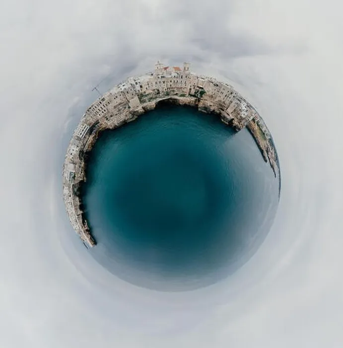 Framed Print : Polignano a Mare Apulia City Sea Coastline and white houses in Italy Drone 360 vr Framed Print : Polignano a Mare Apulia City Sea Coastline and white houses in Italy Drone 360 vr