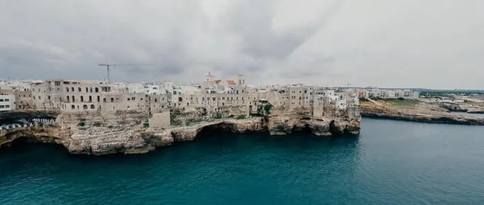 Framed Print : Polignano a Mare Apulia City Sea Coastline and white houses in Italy Drone 360 vr Framed Print : Polignano a Mare Apulia City Sea Coastline and white houses in Italy Drone 360 vr