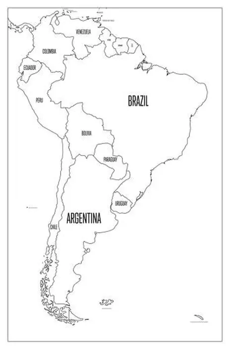 Framed Print : Political map of South America. Simple flat vector outline map Framed Print : Political map of South America. Simple flat vector outline map