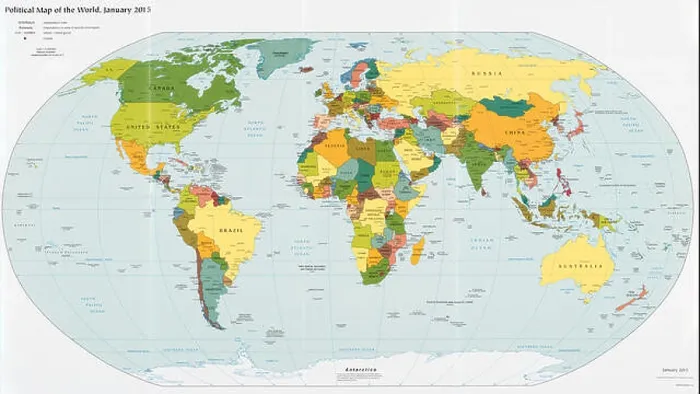 Framed Print : Political Map of the World in January 2015 (Robinson Projection) Framed Print : Political Map of the World in January 2015 (Robinson Projection)