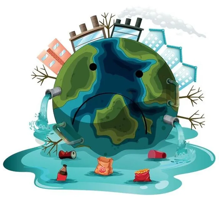 Framed Print : A polluted earth icon illustration
