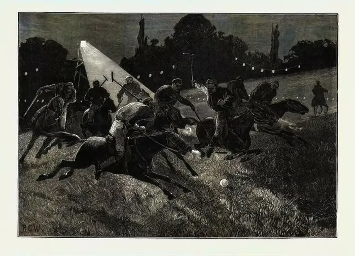 Framed Print : Polo Match by Electric Light at the Ranelagh Club 1880 Framed Print : Polo Match by Electric Light at the Ranelagh Club 1880