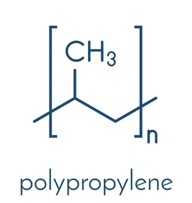 Framed Print : Polypropylene (polypropene, PP) plastic, chemical structure. Skeletal formula Framed Print : Polypropylene (polypropene, PP) plastic, chemical structure. Skeletal formula