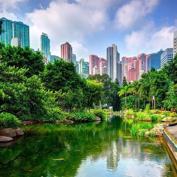 Pond and landscape of Hong Kong Park