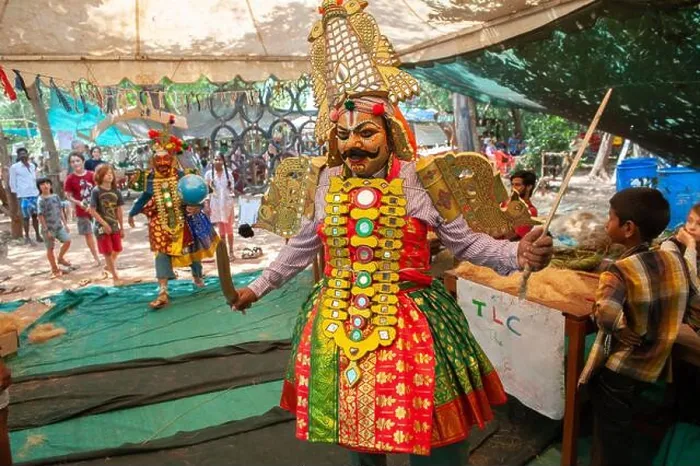 Framed Print : PONDICHERRY, INDIA - 29 February 2020: Traditional indian theatre during a craft festival