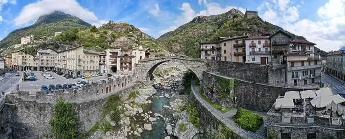 Framed Print : Pont Saint Martin, Italy - 17 September 2023: drone view at the village of Pont Saint Martin on Aosta valley in Italy Framed Print : Pont Saint Martin, Italy - 17 September 2023: drone view at the village of Pont Saint Martin on Aosta valley in Italy