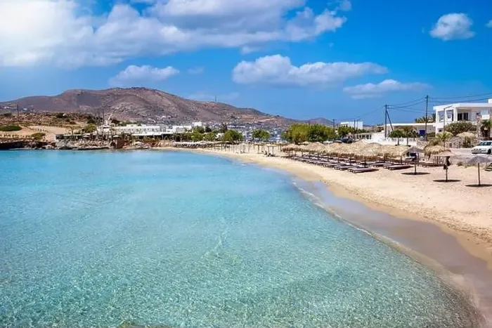 Framed Print : The popular beach at Agathopes, Syros island Framed Print : The popular beach at Agathopes, Syros island