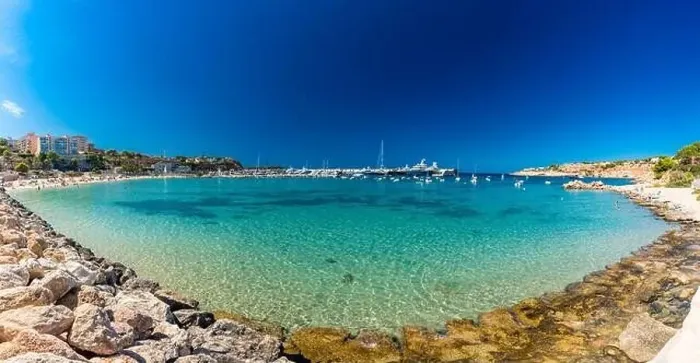 Framed Print : Port Adriano sandy beach in summer, El Toro, Majorca, Balearic Islands, Spain Framed Print : Port Adriano sandy beach in summer, El Toro, Majorca, Balearic Islands, Spain