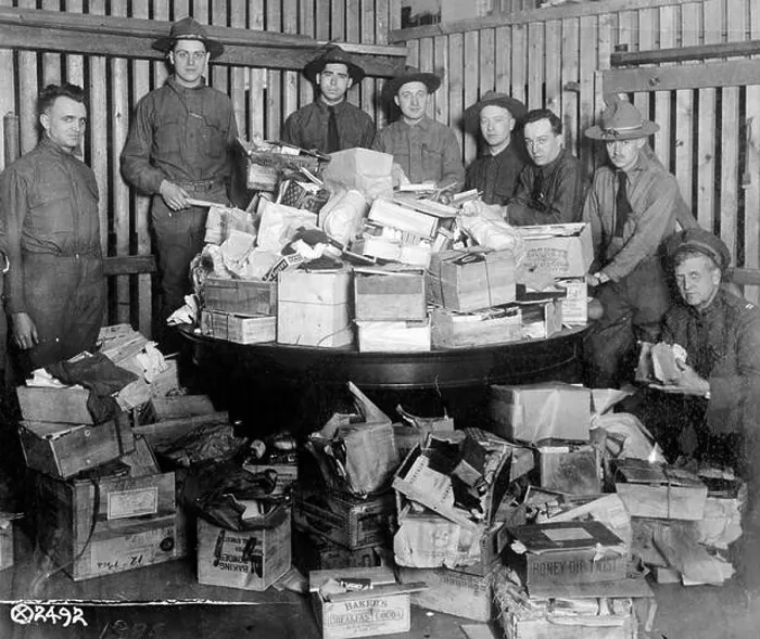 Framed Print : At the port of embarkation Army officers established a 'Christmas Box Hospital' for the repair of Christmas boxes Framed Print : At the port of embarkation Army officers established a 'Christmas Box Hospital' for the repair of Christmas boxes