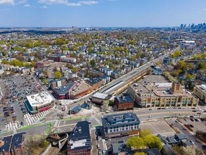Framed Print : Porter Square aerial view on Massachusetts Avenue at Somerville Avenue in spring in city of Cambridge Framed Print : Porter Square aerial view on Massachusetts Avenue at Somerville Avenue in spring in city of Cambridge