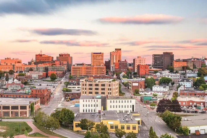 Framed Print : Portland, Maine, USA downtown city skyline at dusk Framed Print : Portland, Maine, USA downtown city skyline at dusk
