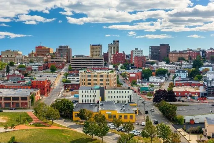 Framed Print : Portland, Maine, USA downtown cityscape in the afternoon Framed Print : Portland, Maine, USA downtown cityscape in the afternoon