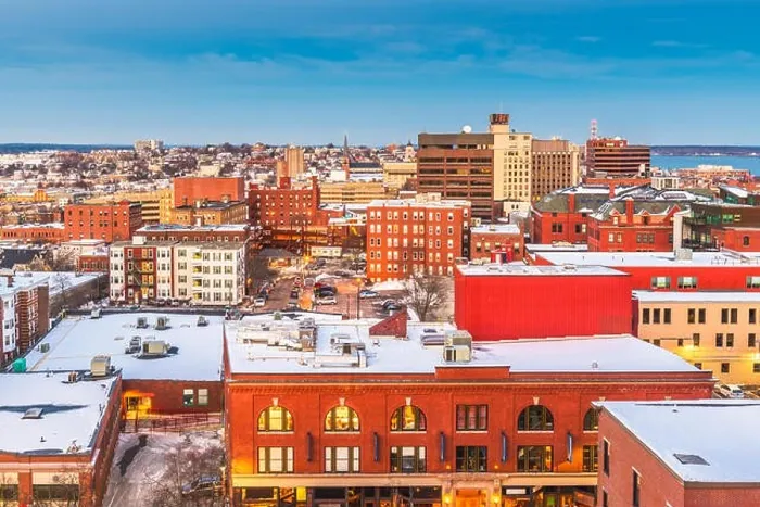 Framed Print : Portland, Maine, USA downtown skyline at twilight in winter Framed Print : Portland, Maine, USA downtown skyline at twilight in winter