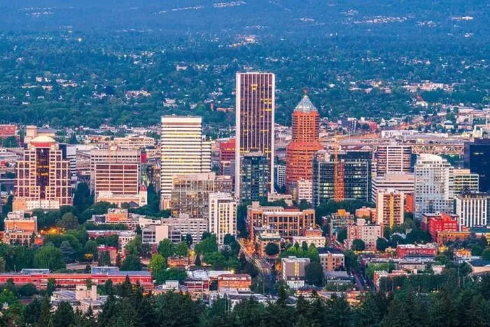 Framed Print : Portland, Oregon, USA downtown cityscape at twilight Framed Print : Portland, Oregon, USA downtown cityscape at twilight