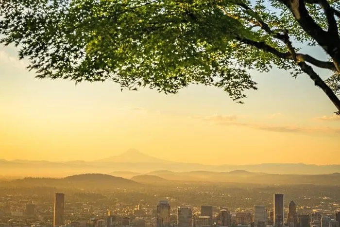 Framed Print : Portland, Oregon, USA skyline at dusk with Mt. Hood in the distance Framed Print : Portland, Oregon, USA skyline at dusk with Mt. Hood in the distance