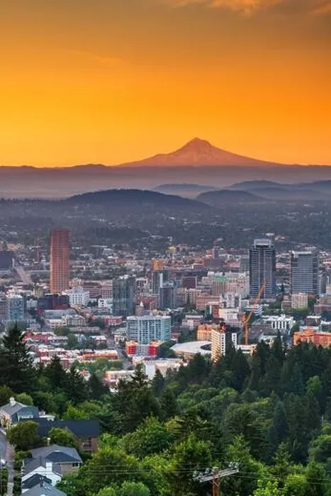 Framed Print : Portland, Oregon, USA skyline at dusk with Mt. Hood in the distance Framed Print : Portland, Oregon, USA skyline at dusk with Mt. Hood in the distance