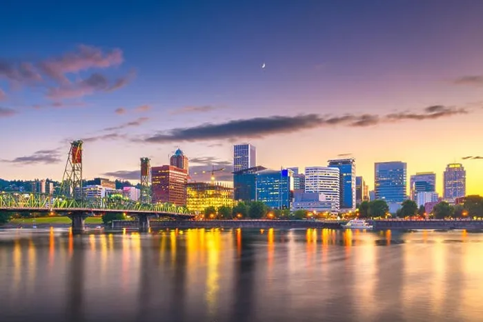 Framed Print : Portland, Oregon, USA skyline at dusk on the Willamette River Framed Print : Portland, Oregon, USA skyline at dusk on the Willamette River