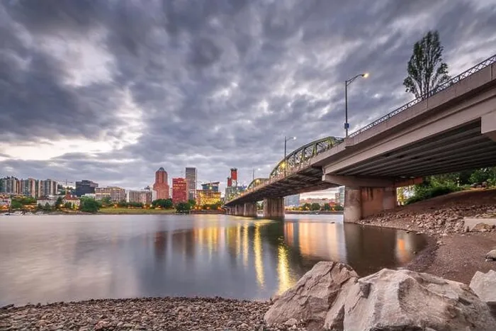 Framed Print : Portland, Oregon, USA skyline at dusk on the Willamette River Framed Print : Portland, Oregon, USA skyline at dusk on the Willamette River
