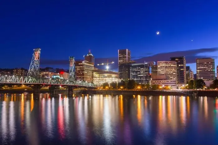 Framed Print : Portland, Oregon, USA skyline at night on the Willamette River Framed Print : Portland, Oregon, USA skyline at night on the Willamette River