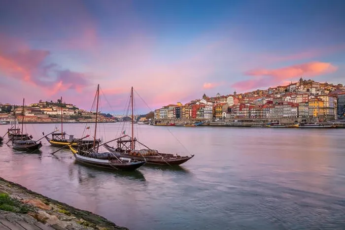 Framed Print : Porto, Portugal. Cityscape image of Porto, Portugal with reflection of the city in the Douro River during sunrise Framed Print : Porto, Portugal. Cityscape image of Porto, Portugal with reflection of the city in the Douro River during sunrise