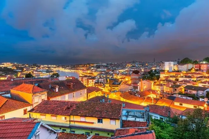 Framed Print : Porto, Portugal old town cityscape and skyline at twilight Framed Print : Porto, Portugal old town cityscape and skyline at twilight
