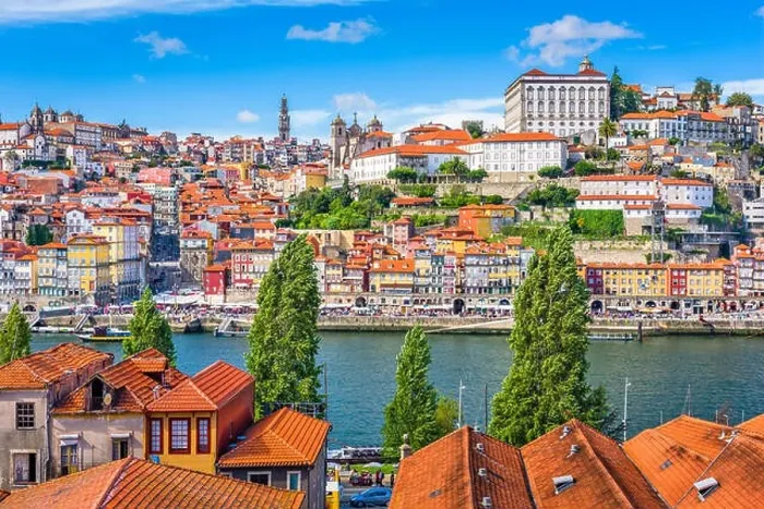 Framed Print : Porto, Portugal old town skyline from across the Douro River Framed Print : Porto, Portugal old town skyline from across the Douro River
