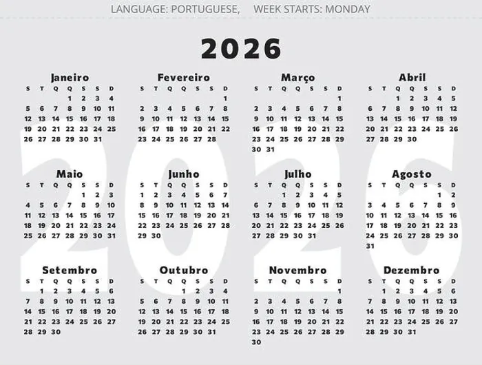 Framed Print : Portuguese annual calendar 2026. Modern vector illustration for Portugal in black color - calendario Framed Print : Portuguese annual calendar 2026. Modern vector illustration for Portugal in black color - calendario