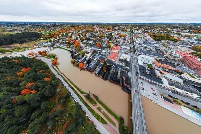 Framed Print : Porvoo, Finland - 2 October 2019: Panoramic aerial autumn view of old town of Porvoo, Finland Framed Print : Porvoo, Finland - 2 October 2019: Panoramic aerial autumn view of old town of Porvoo, Finland
