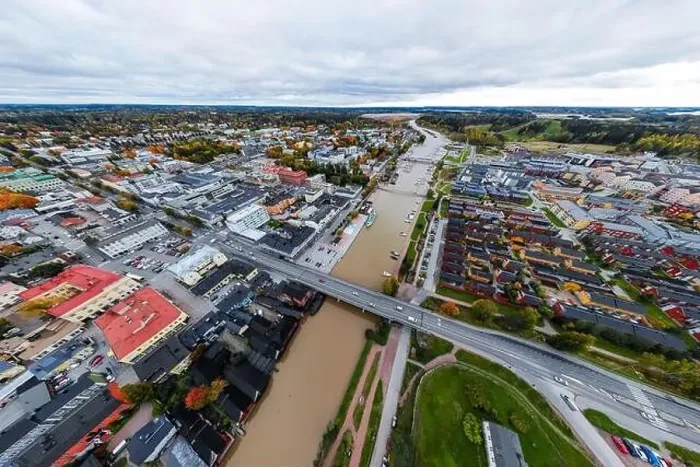 Framed Print : Porvoo, Finland - 2 October 2019: Panoramic aerial autumn view of old town of Porvoo, Finland Framed Print : Porvoo, Finland - 2 October 2019: Panoramic aerial autumn view of old town of Porvoo, Finland