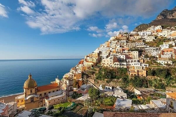 Positano, Italy along the Amalfi Coast in the afternoon