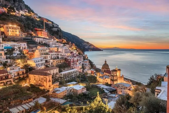 Framed Print : Positano, Italy along the Amalfi Coast at dusk Framed Print : Positano, Italy along the Amalfi Coast at dusk