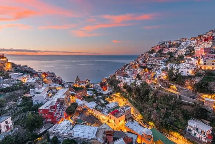 Framed Print : Positano, Italy along the Amalfi Coast at dusk Framed Print : Positano, Italy along the Amalfi Coast at dusk