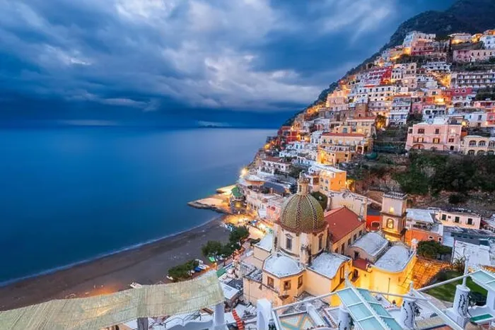Framed Print : Positano, Italy along the Amalfi Coast at dusk Framed Print : Positano, Italy along the Amalfi Coast at dusk