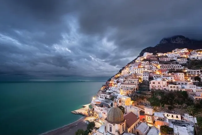 Framed Print : Positano, Italy along the Amalfi Coast at dusk Framed Print : Positano, Italy along the Amalfi Coast at dusk