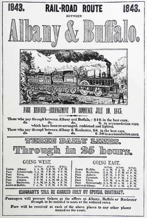 Framed Print : poster for the Albany and Buffalo Railway, USA New York, 1843 Framed Print : poster for the Albany and Buffalo Railway, USA New York, 1843