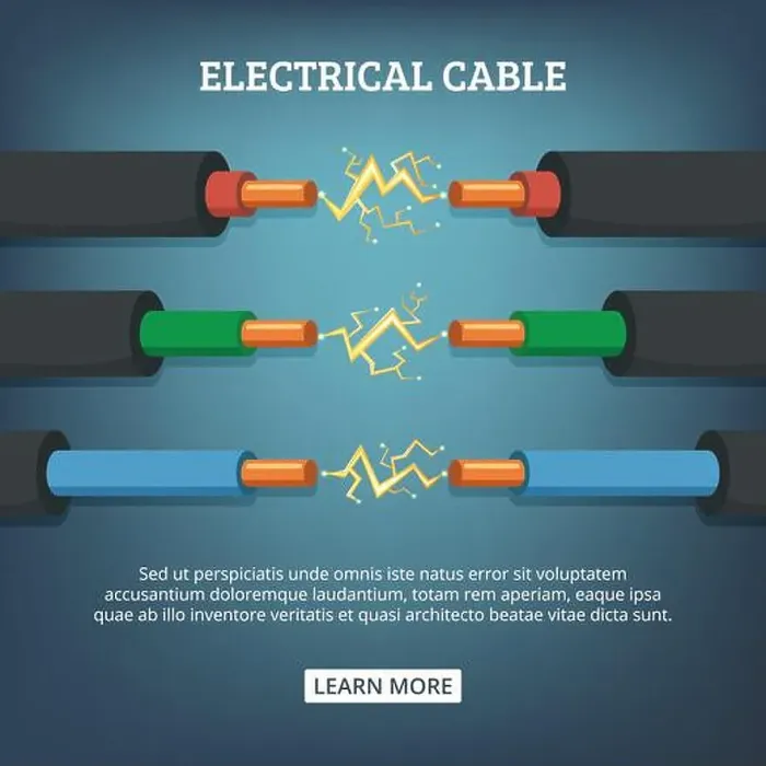 Framed Print : Poster with cartoon illustration of electrical cable wires with different amperage. Vector background concept Framed Print : Poster with cartoon illustration of electrical cable wires with different amperage. Vector background concept