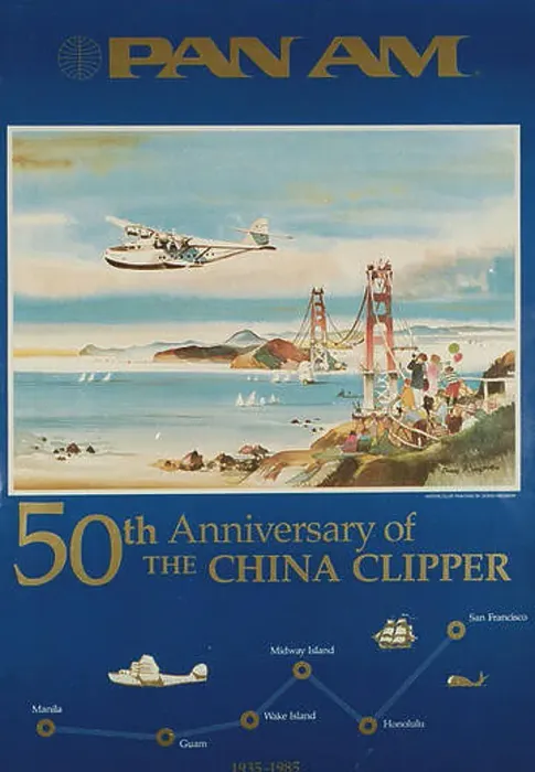 Framed Print : This poster commemorates the 50th anniversary of Pan American World Airways Framed Print : This poster commemorates the 50th anniversary of Pan American World Airways