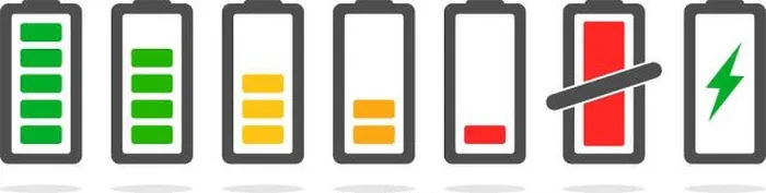 Framed Print : Power discharge and charge battery icons set