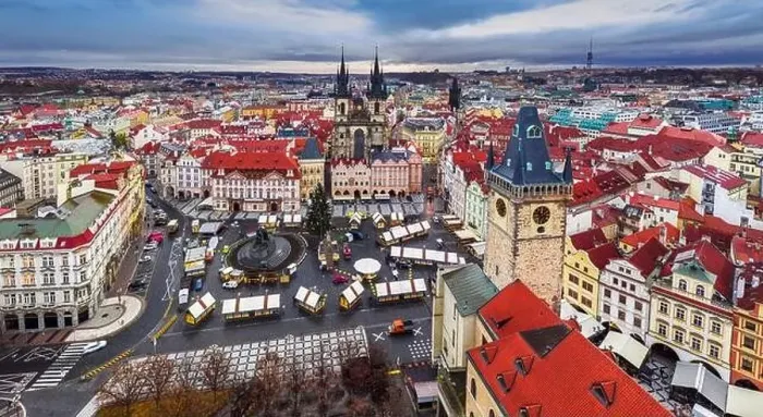 Framed Print : Prague, Czech Republic - Aerial high resolution panoramic view of the Old Town Square at Christmas time with Old Town Framed Print : Prague, Czech Republic - Aerial high resolution panoramic view of the Old Town Square at Christmas time with Old Town