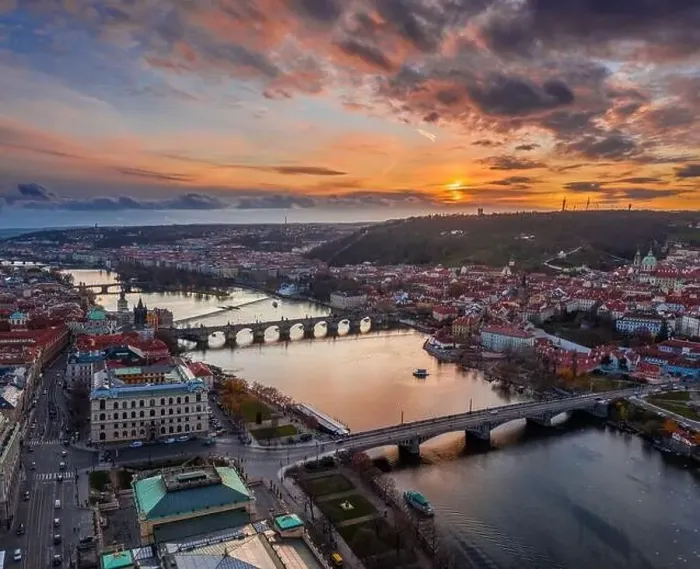 Framed Print : Prague, Czech Republic - Aerial panoramic drone view the city of Prague wirh the world famous Charles Bridge Framed Print : Prague, Czech Republic - Aerial panoramic drone view the city of Prague wirh the world famous Charles Bridge