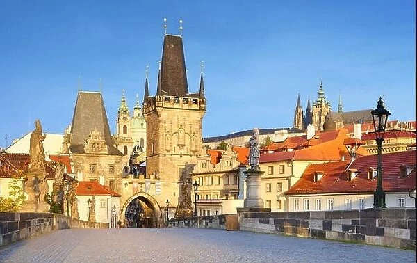 Prague Old Town, Charles Bridge, view towards Mala Strana, Czech Republic, UNESCO