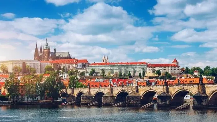 Framed Print : Prague scenic spring view of the Prague Old Town pier architecture Charles Bridge over Vltava river in Prague Framed Print : Prague scenic spring view of the Prague Old Town pier architecture Charles Bridge over Vltava river in Prague