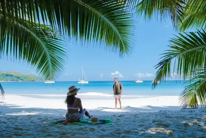Framed Print : Praslin Seychelles tropical island with withe beaches and palm trees Framed Print : Praslin Seychelles tropical island with withe beaches and palm trees