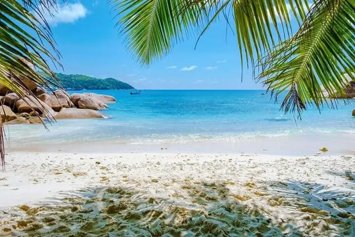 Framed Print : Praslin Seychelles tropical island with withe beaches and palm trees Framed Print : Praslin Seychelles tropical island with withe beaches and palm trees